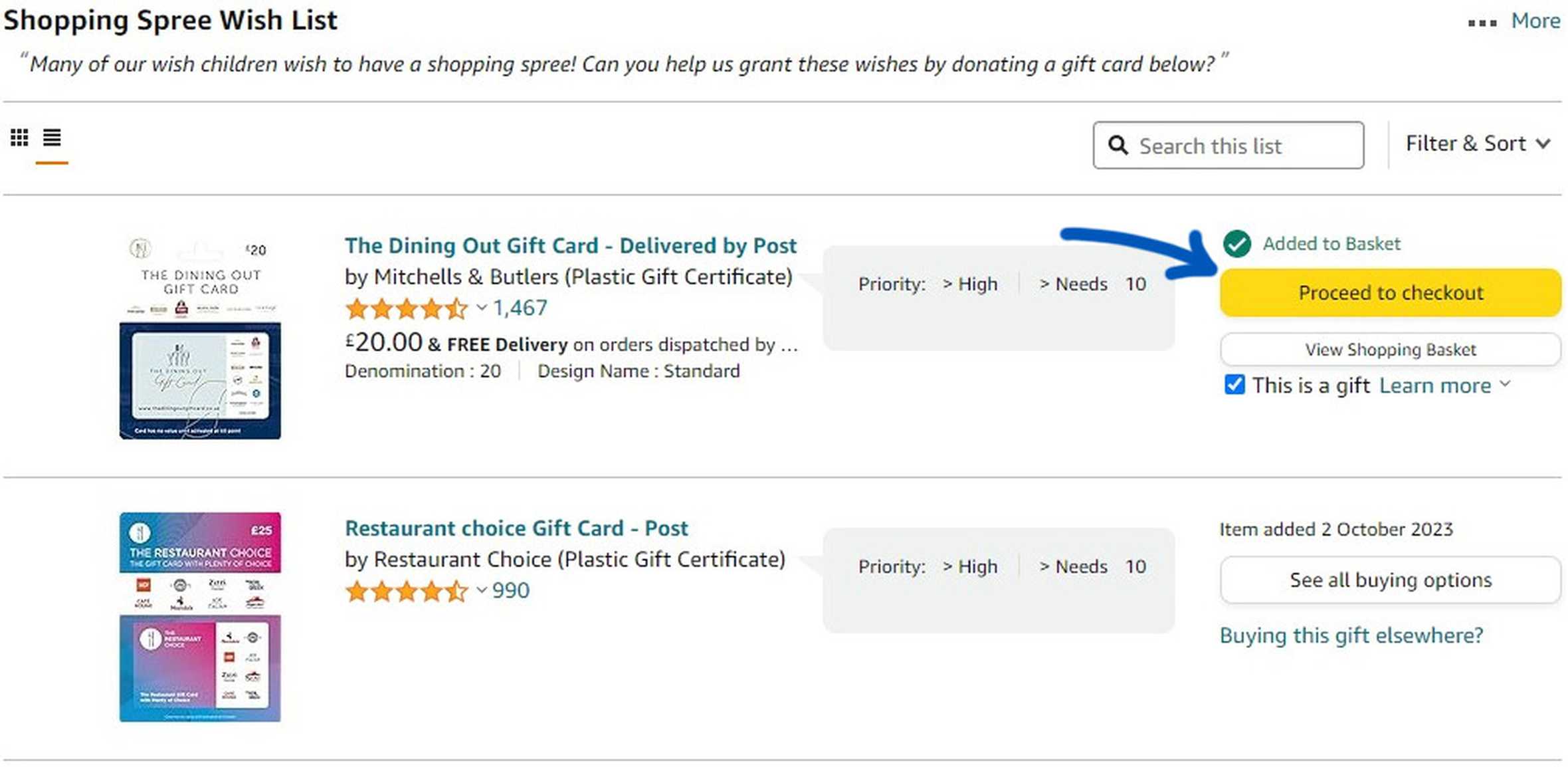 How to buy from an Amazon Wish List - step 2