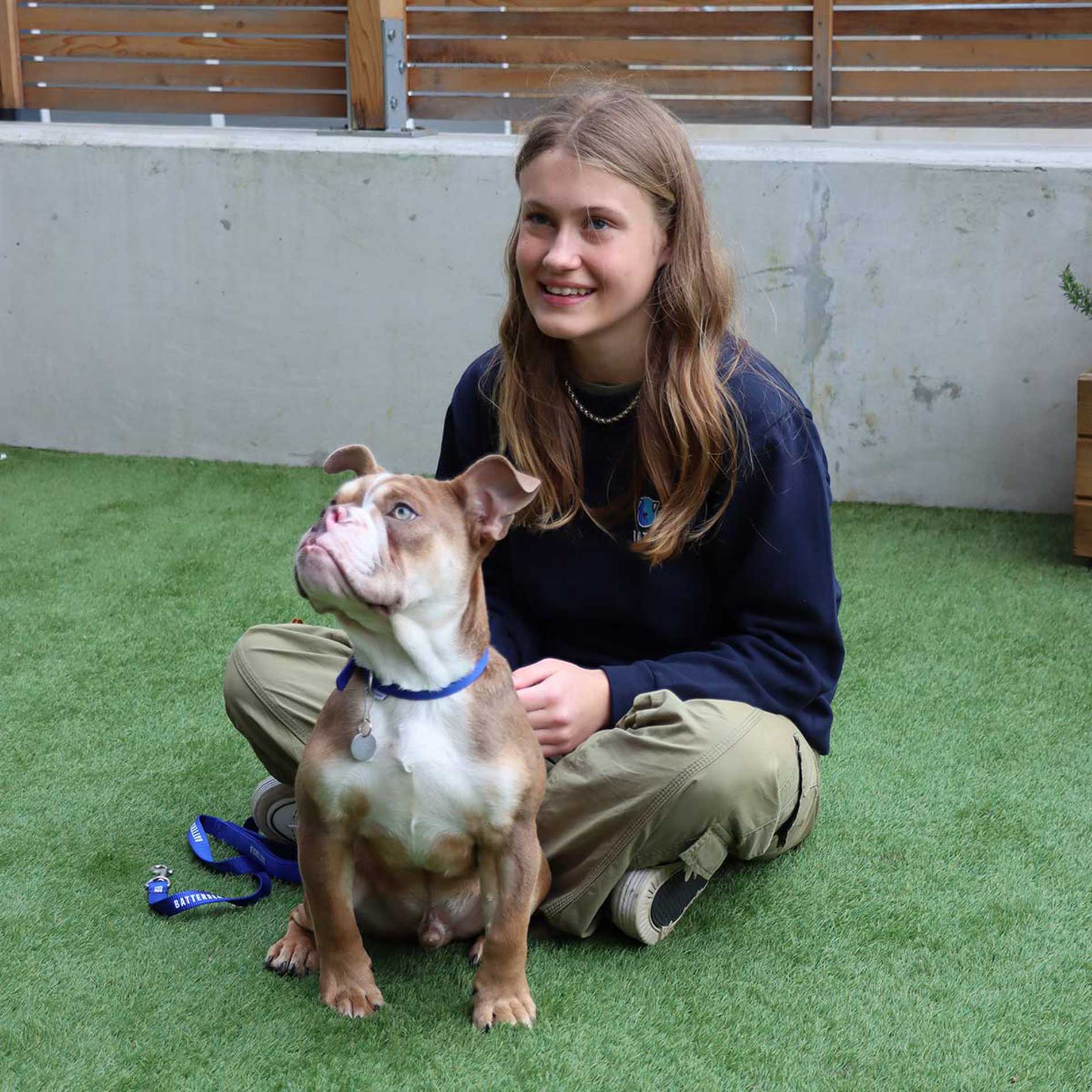 Leila with one of the rescue dogs, Mr Big.